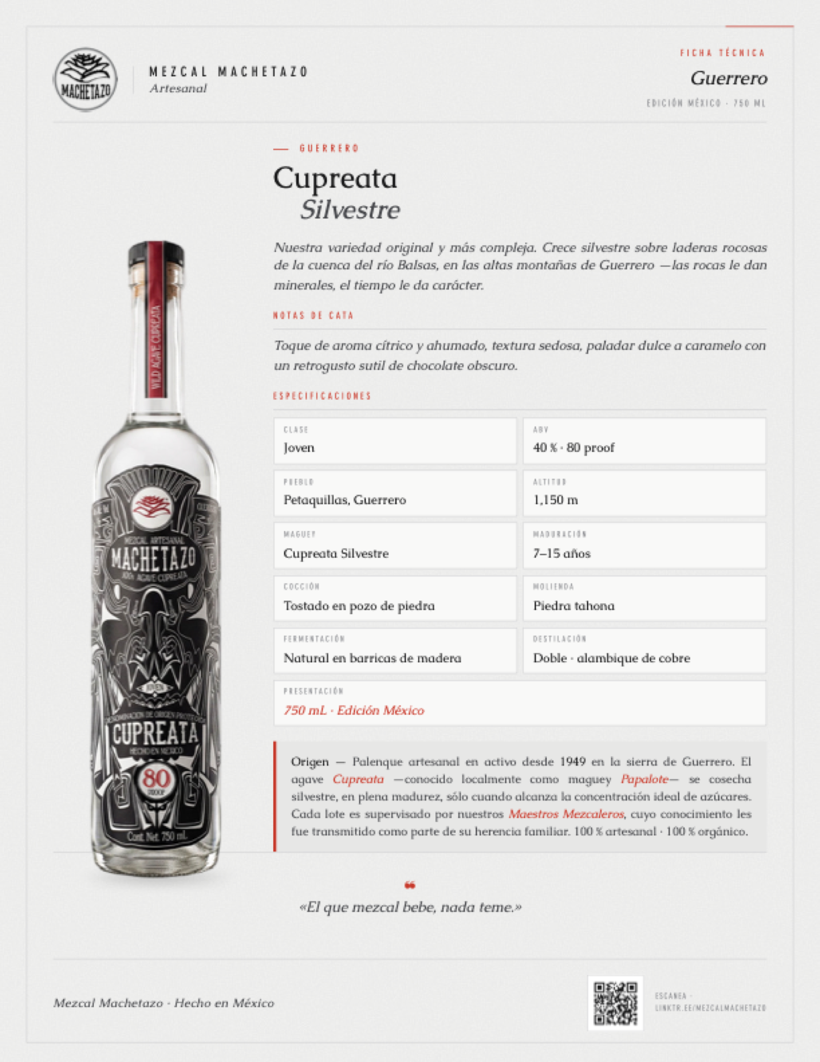 Mezcal Machetazo / Cupreata Silvestre 40%